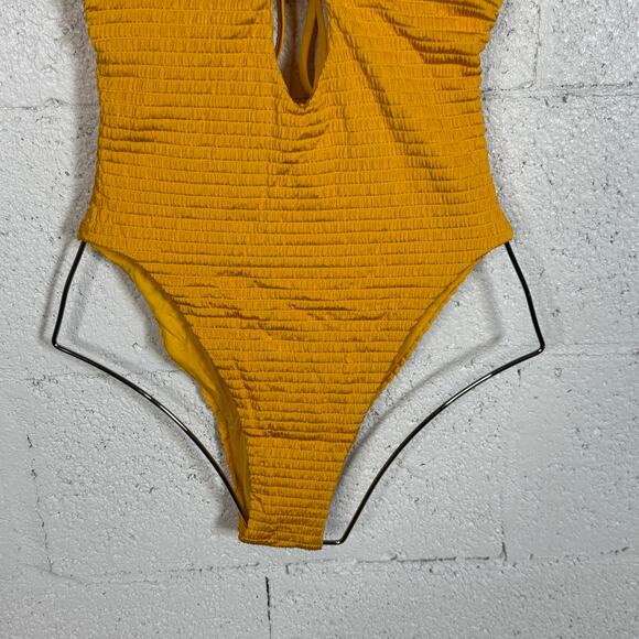 Isabella Rose Maza Textured Multi Way One Piece Swimsuit Marigold, Medium $148 - Picture 3 of 16
